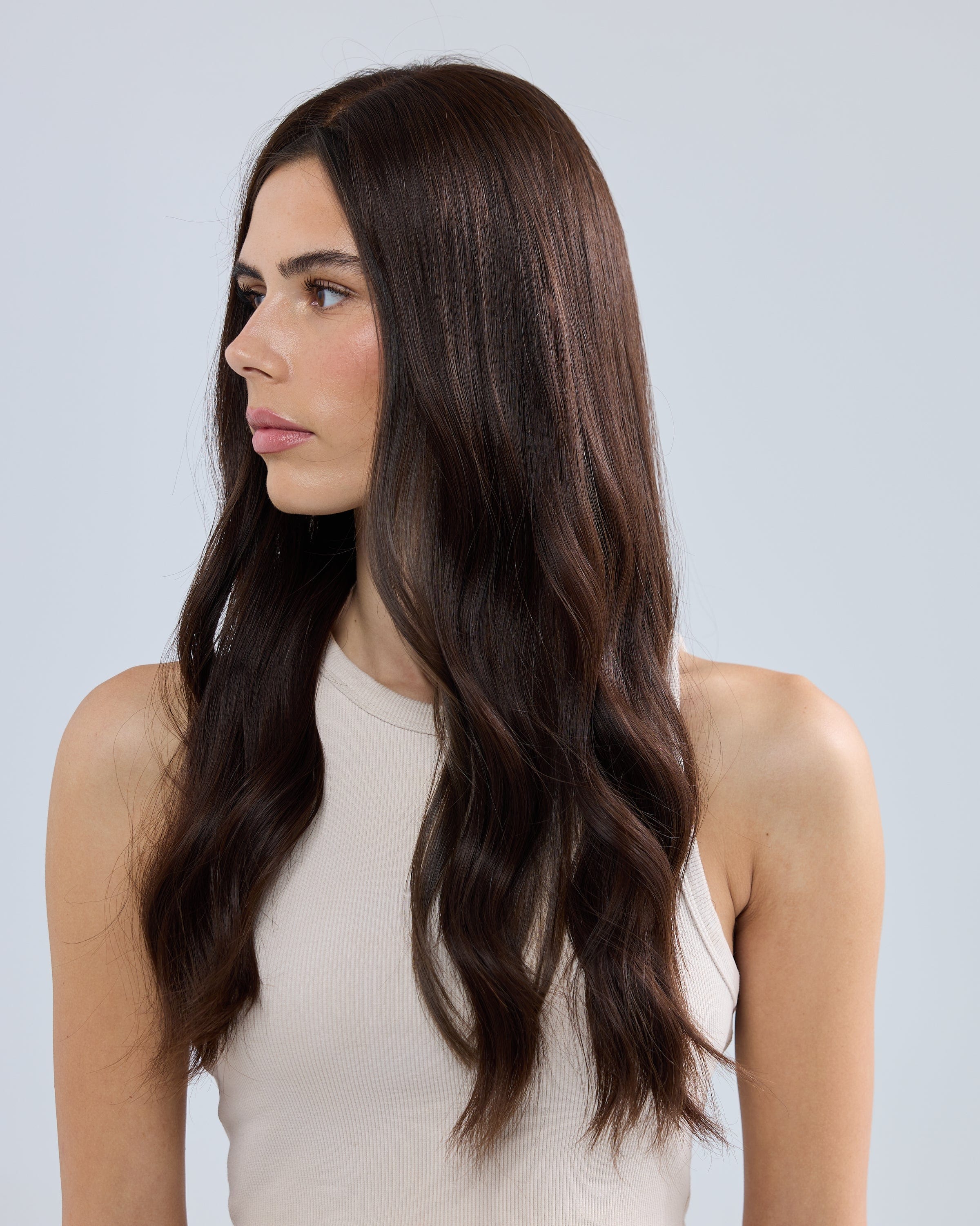 NATURAL DEEP BRUNETTE // LACE TOPPER // 24 INCHES // 7x7 CAP