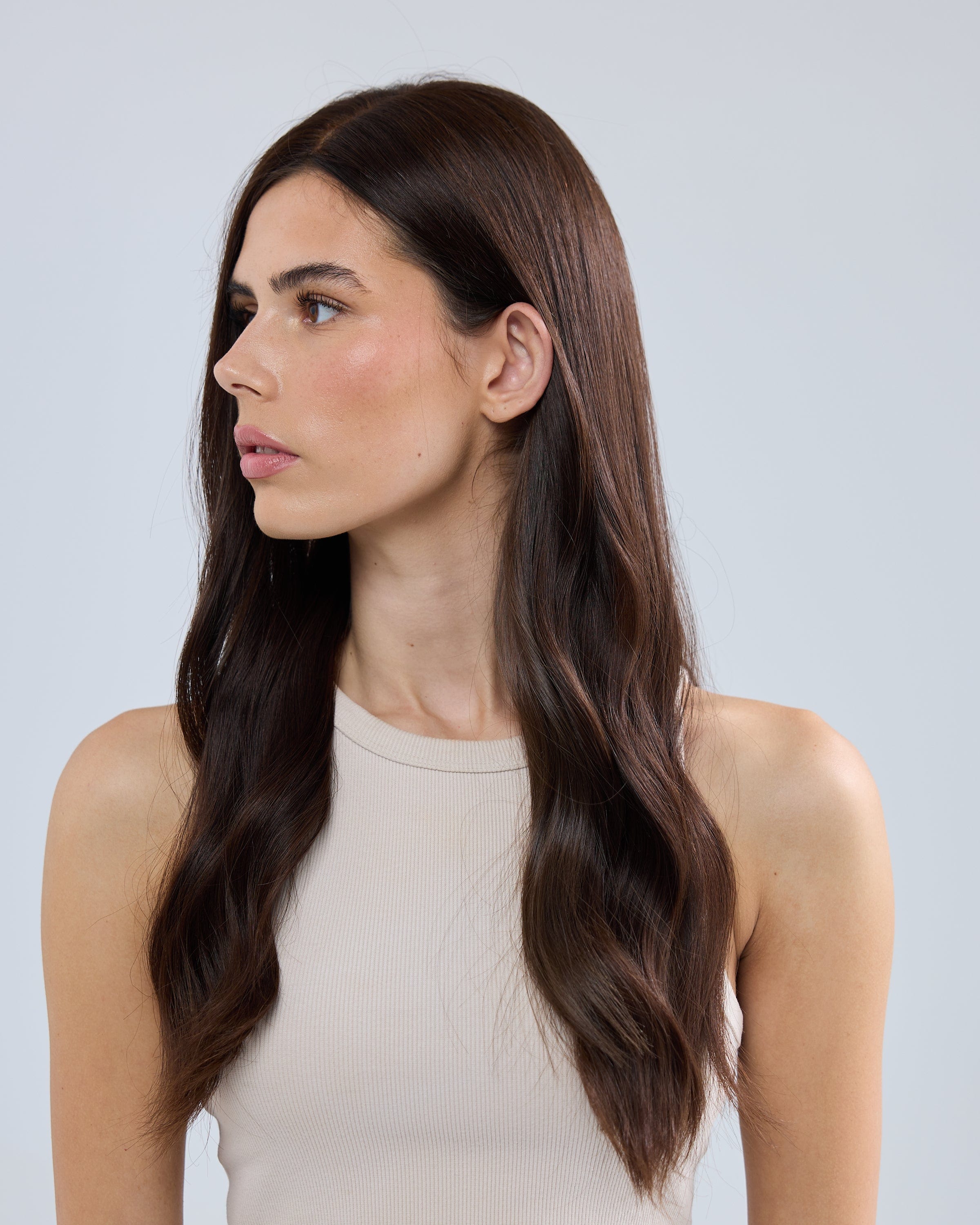 NATURAL DEEP BRUNETTE // LACE TOPPER // 24 INCHES // 7x7 CAP