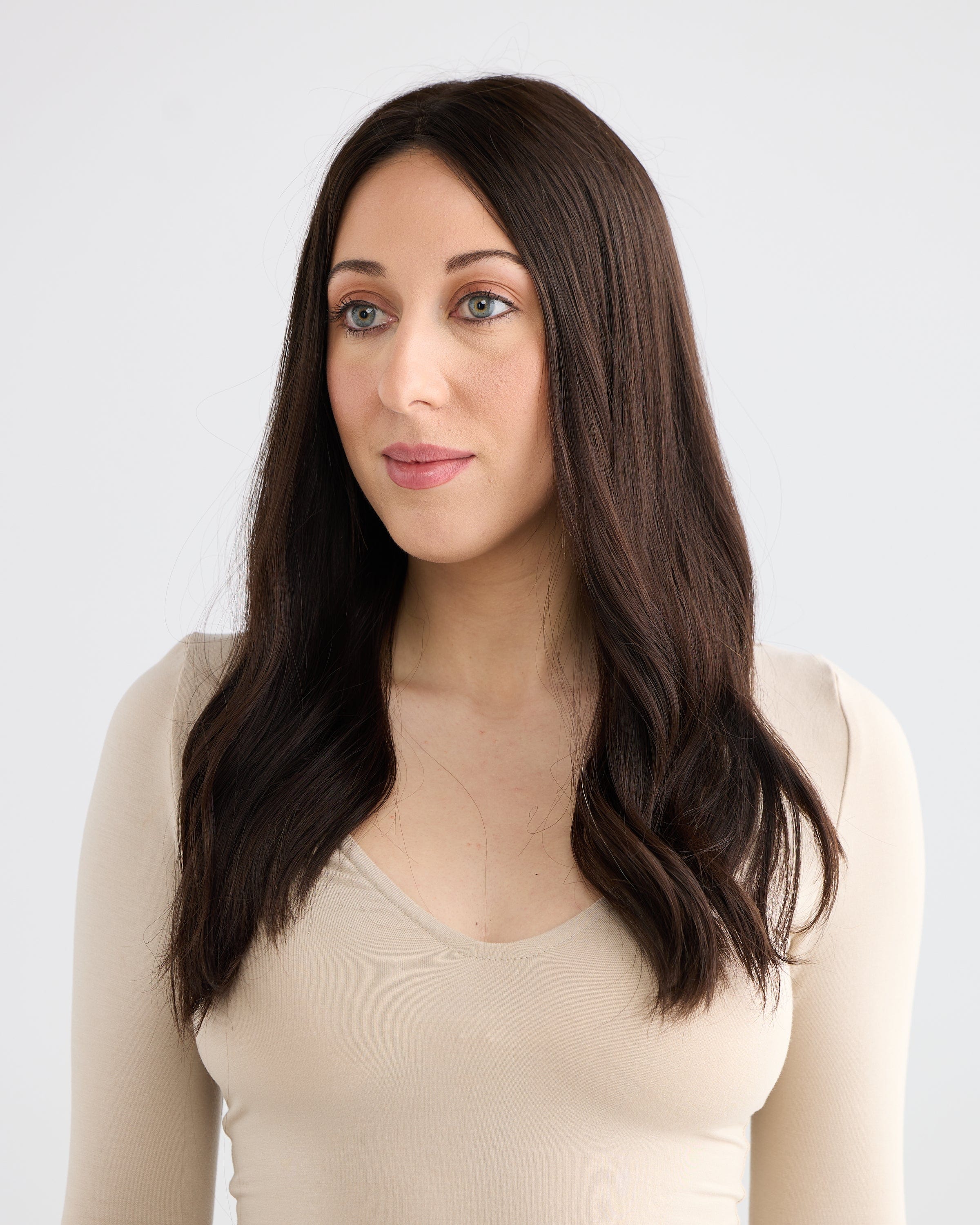 NATURAL DARKEST BRUNETTE // LACE TOPPER // 20 INCHES // 7x7 CAP