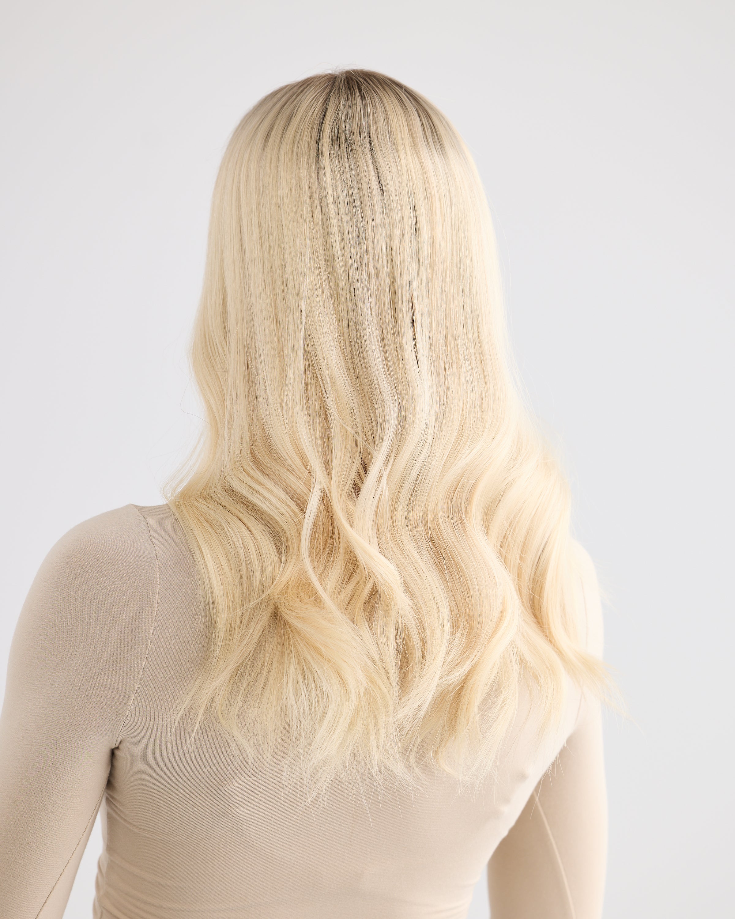 ICY ROOTED BLONDE // LACE TOPPER // 20 INCHES // 8x8 CAP