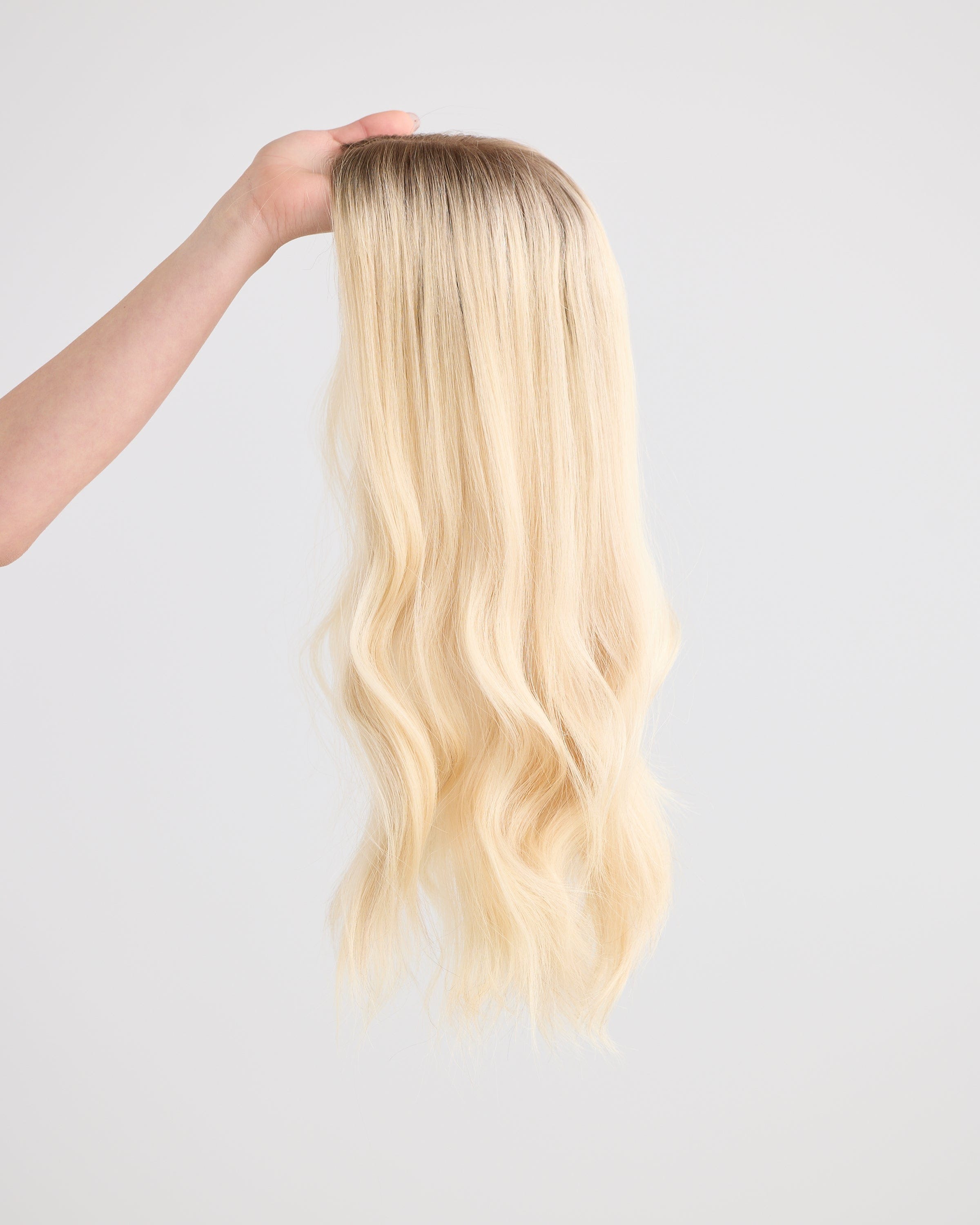 ICY ROOTED BLONDE // LACE TOPPER // 20 INCHES // 8x8 CAP