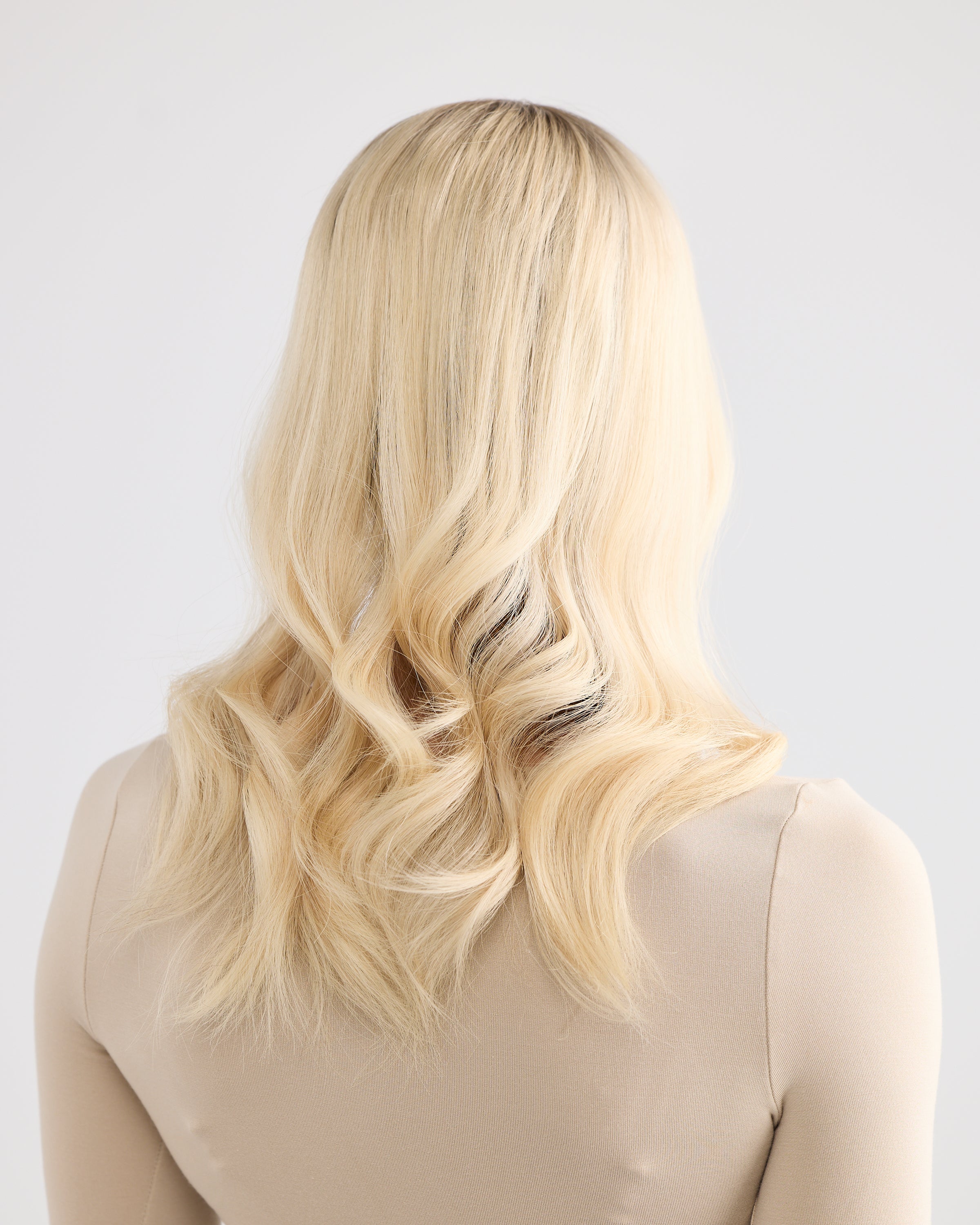 ICY ROOTED BLONDE // LACE TOPPER // 18 INCHES // 7x7 CAP