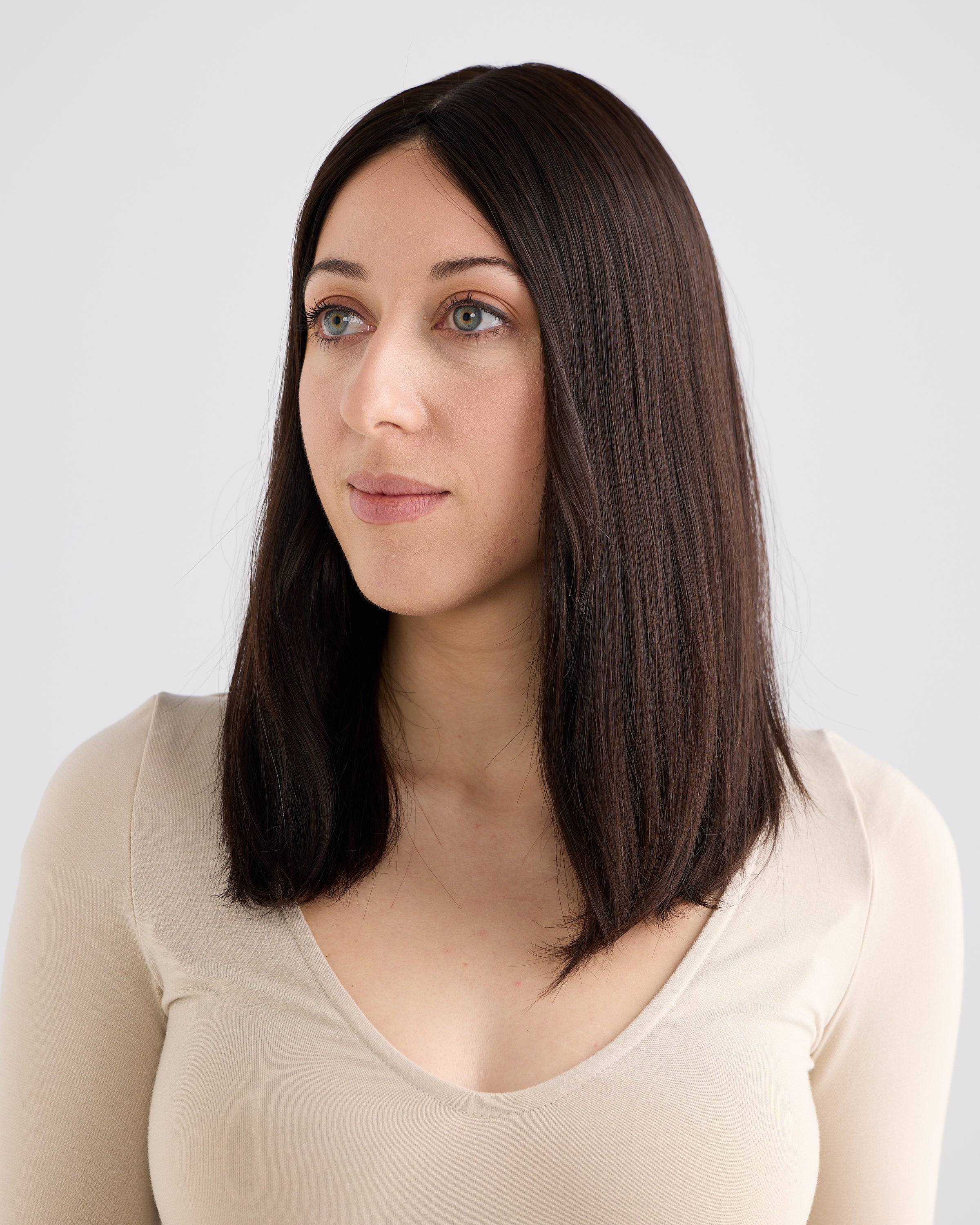 NATURAL DARKEST BRUNETTE // SILK TOPPER // 16 INCHES