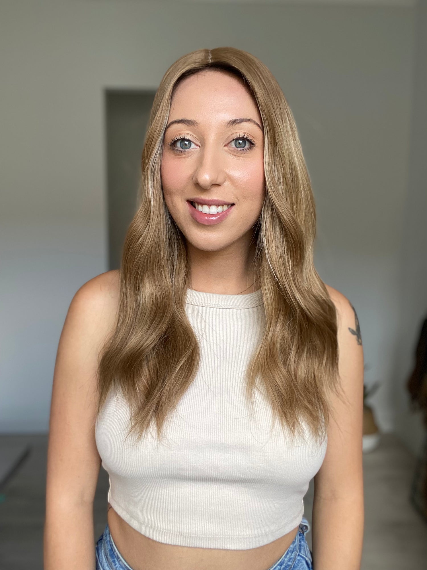 KIM'S CLOSET // Dark Honey Blonde Topper // 20 Inches // 9x9 cap