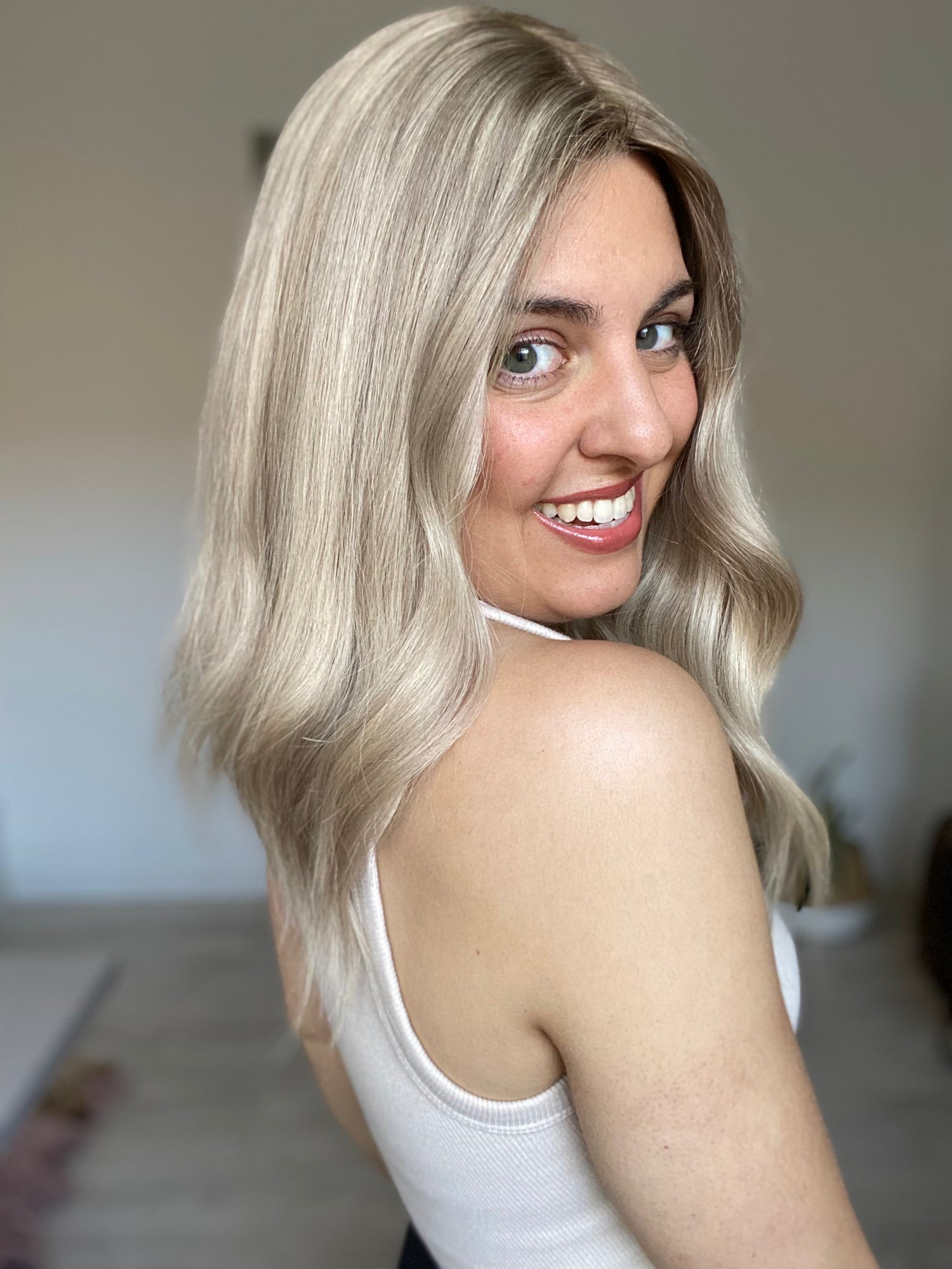 Soft Ash Blonde 7x7 16 Inches Topper