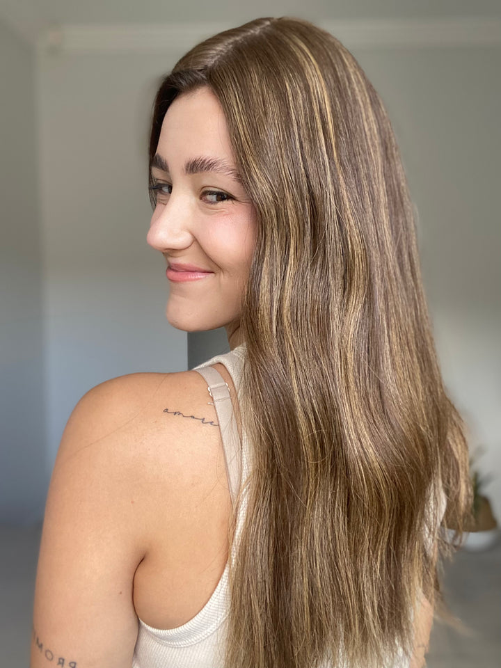 KIM'S CLOSET // Light Dimensional Brunette Topper // 22 Inches // 8x8 cap