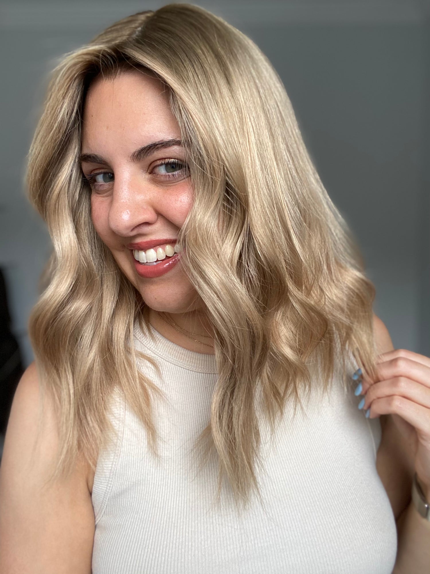 Beige Blonde Balayage 8x8 16 Inches Topper