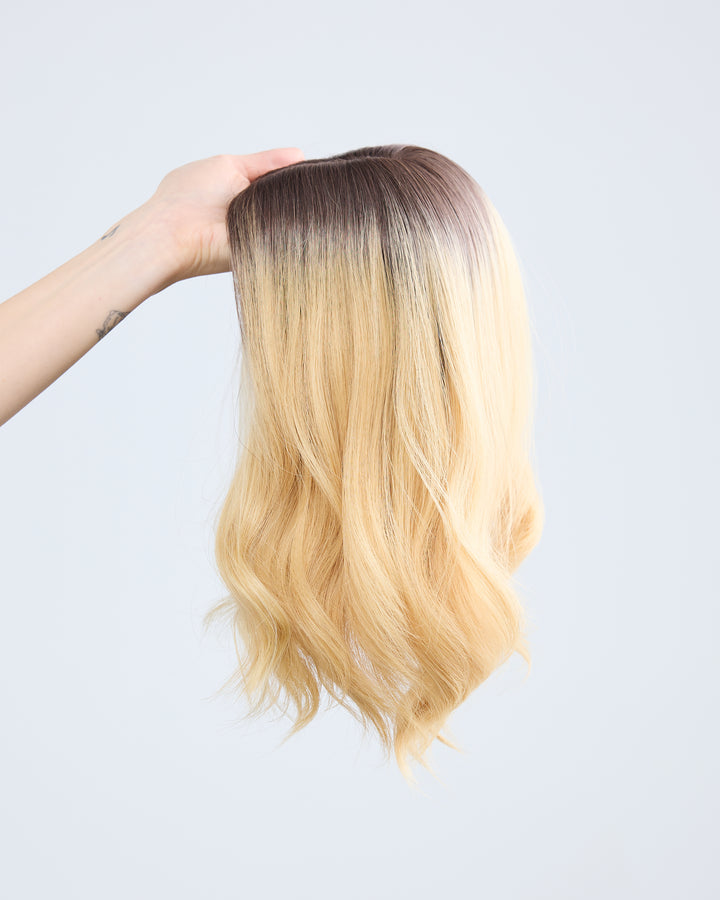 SECOND CHANCE // ASHY ROOTED BLONDE TOPPER // 7x7 // 14"