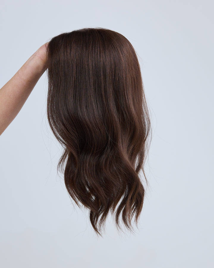 RICH BRUNETTE // LACE TOPPER // 16 INCHES // 8x8 CAP