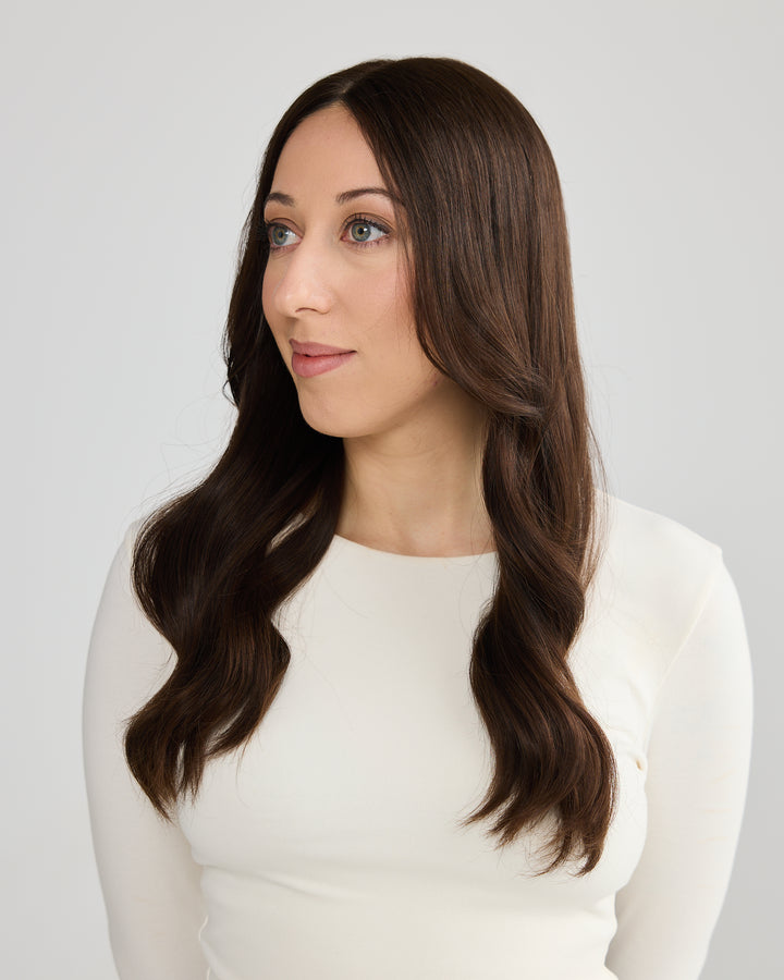 RICH BRUNETTE // LACE TOPPER // 22 INCHES // 8x8 CAP