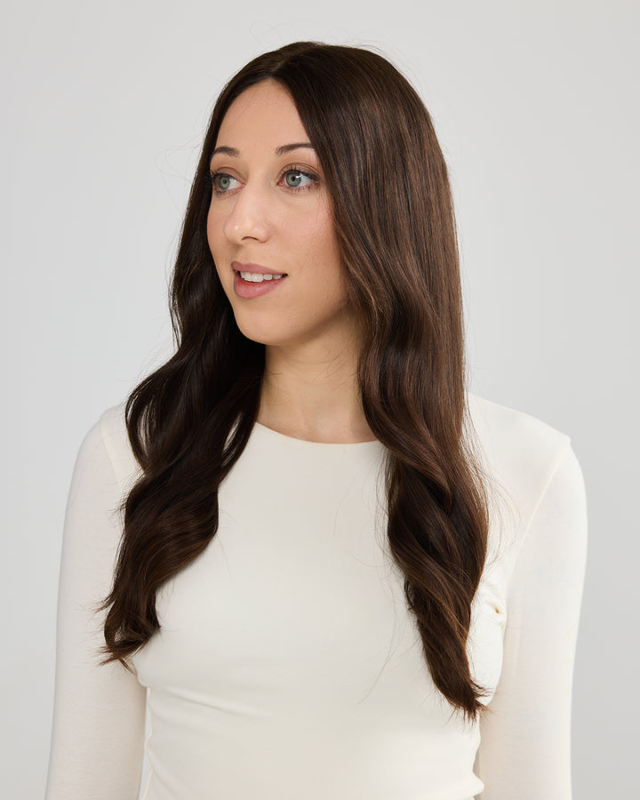 RICH BRUNETTE // LACE TOPPER // 22 INCHES // 8x8 CAP