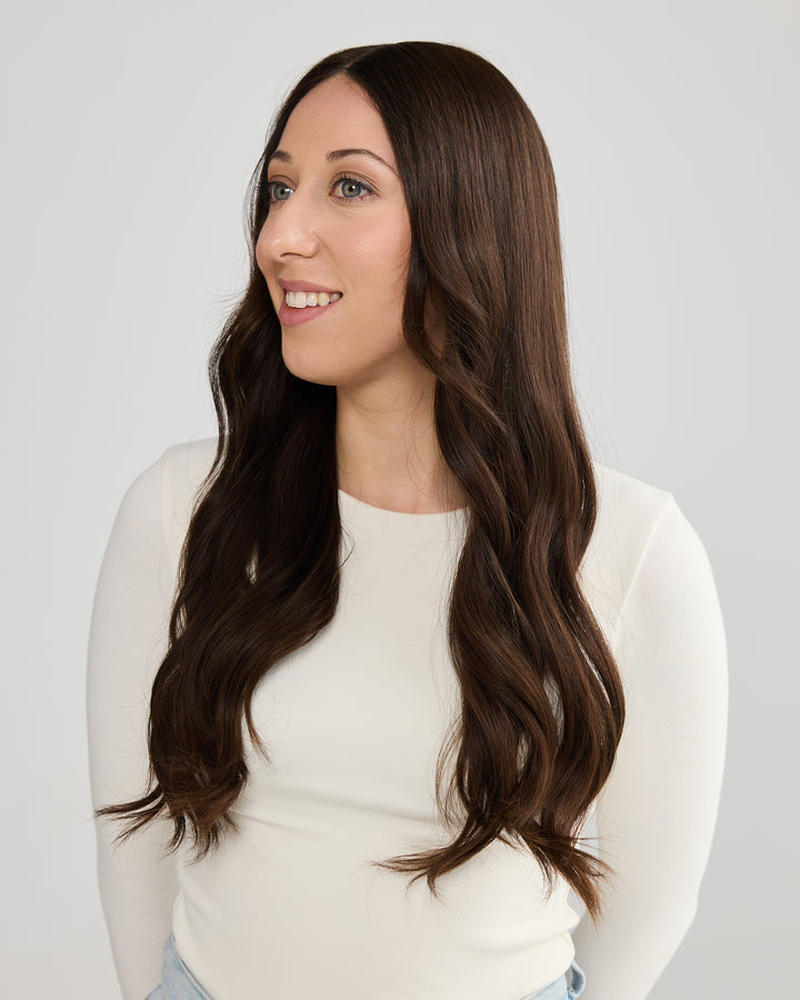 RICH BRUNETTE // LACE TOPPER // 24 INCHES // 8x8 CAP