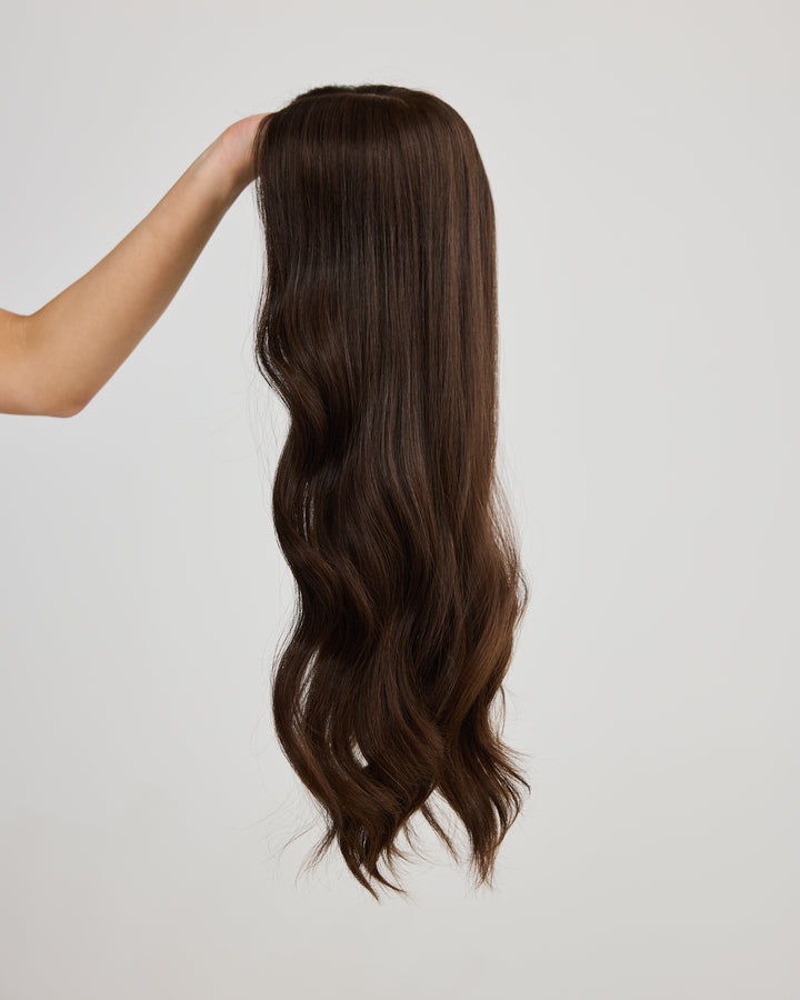 RICH BRUNETTE // LACE TOPPER // 24 INCHES // 8x8 CAP