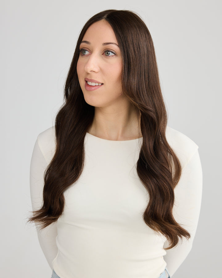 RICH BRUNETTE // LACE TOPPER // 22 INCHES // 8x8 CAP