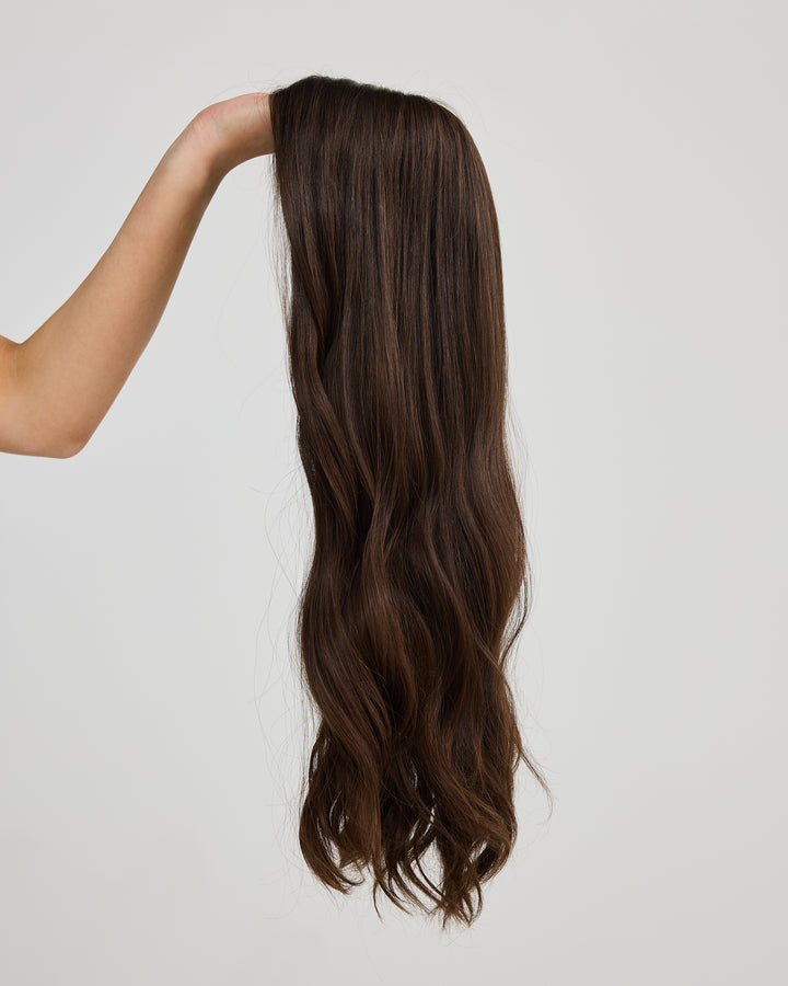 RICH BRUNETTE // LACE TOPPER // 22 INCHES // 8x8 CAP