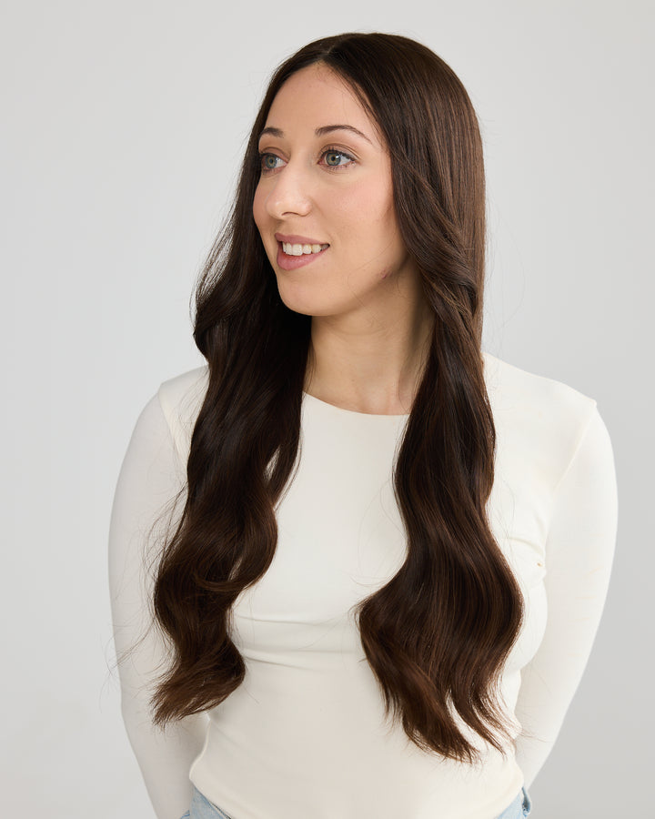 RICH BRUNETTE // LACE TOPPER // 24 INCHES // 8x8 CAP