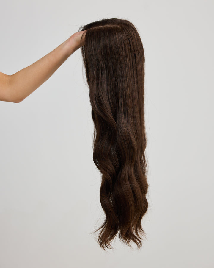 RICH BRUNETTE // LACE TOPPER // 24 INCHES // 8x8 CAP