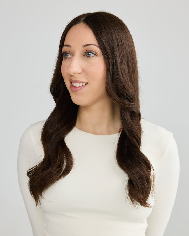 RICH BRUNETTE // LACE TOPPER // 22 INCHES // 7x7 CAP