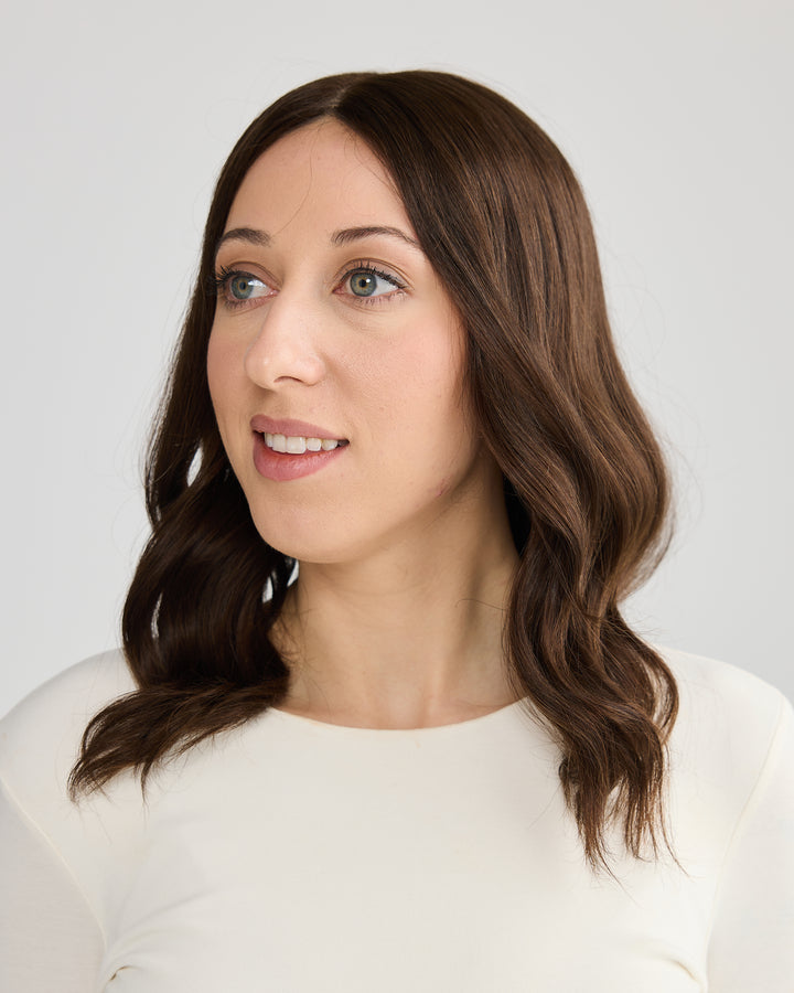 RICH BRUNETTE // LACE TOPPER // 16 INCHES // 7x7 CAP