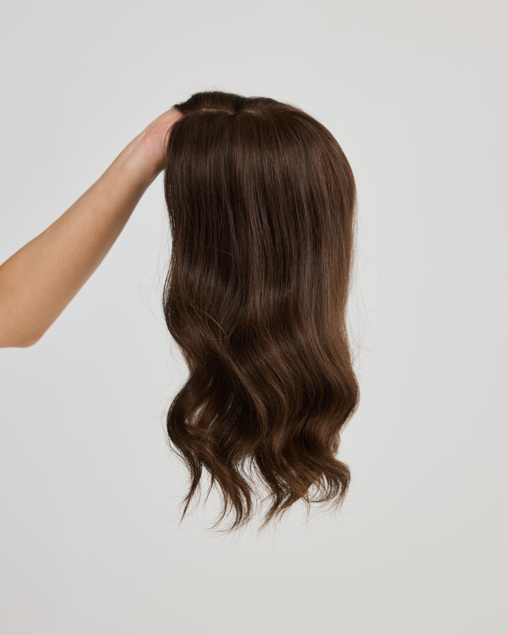 RICH BRUNETTE // LACE TOPPER // 16 INCHES // 7x7 CAP