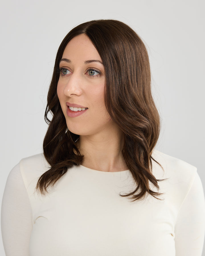 RICH BRUNETTE // LACE TOPPER // 16 INCHES // 7x7 CAP