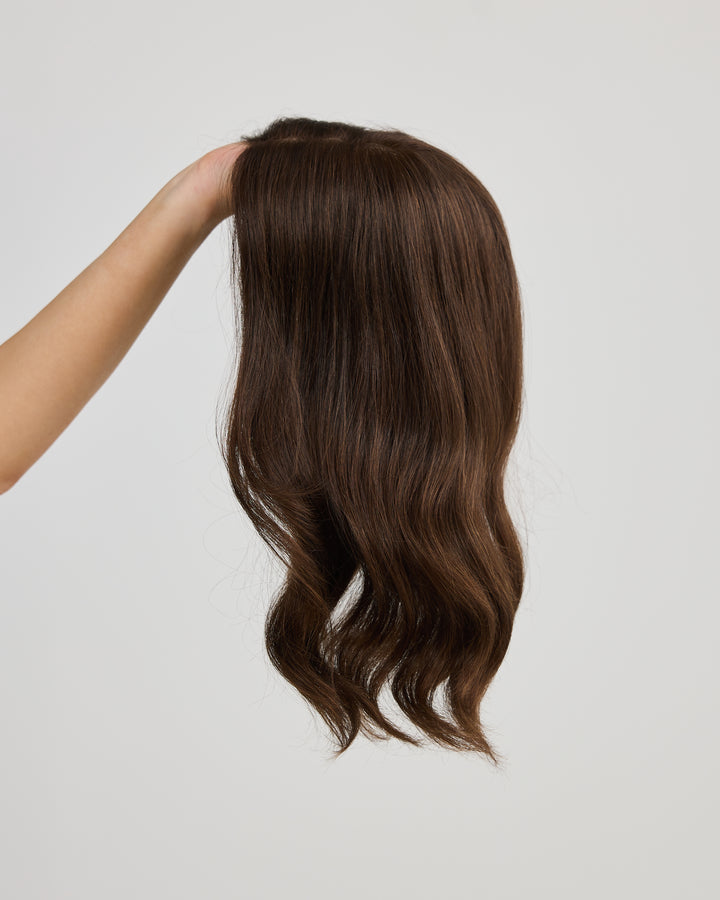 RICH BRUNETTE // LACE TOPPER // 16 INCHES // 7x7 CAP