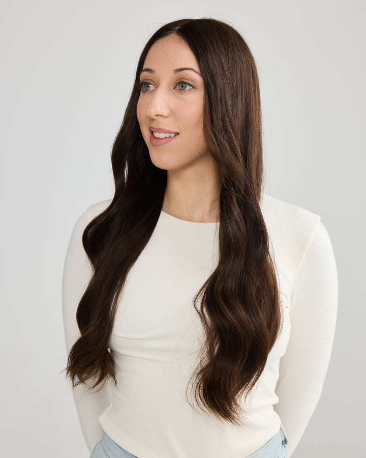 RICH BRUNETTE // LACE TOPPER // 24 INCHES // 8x8 CAP
