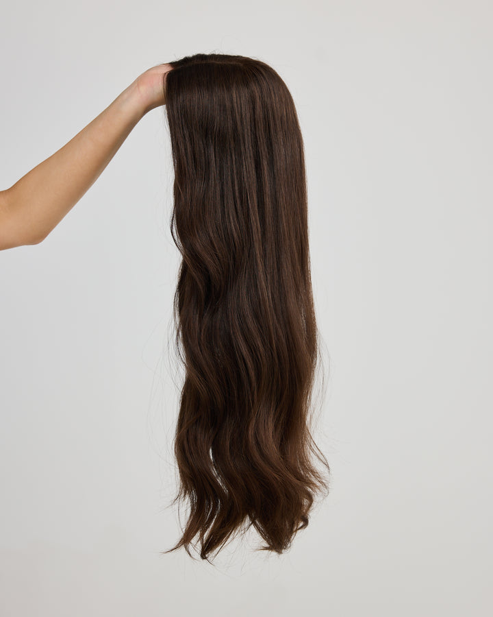 RICH BRUNETTE // LACE TOPPER // 24 INCHES // 8x8 CAP