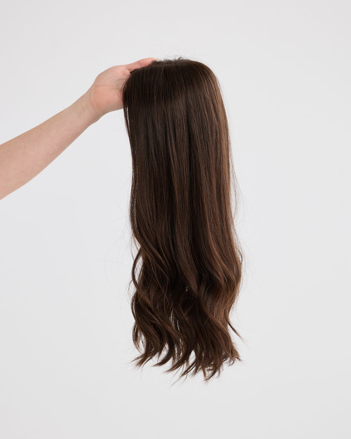 NATURAL DEEP BRUNETTE // LACE TOPPER // 18 INCHES // 8x8 CAP