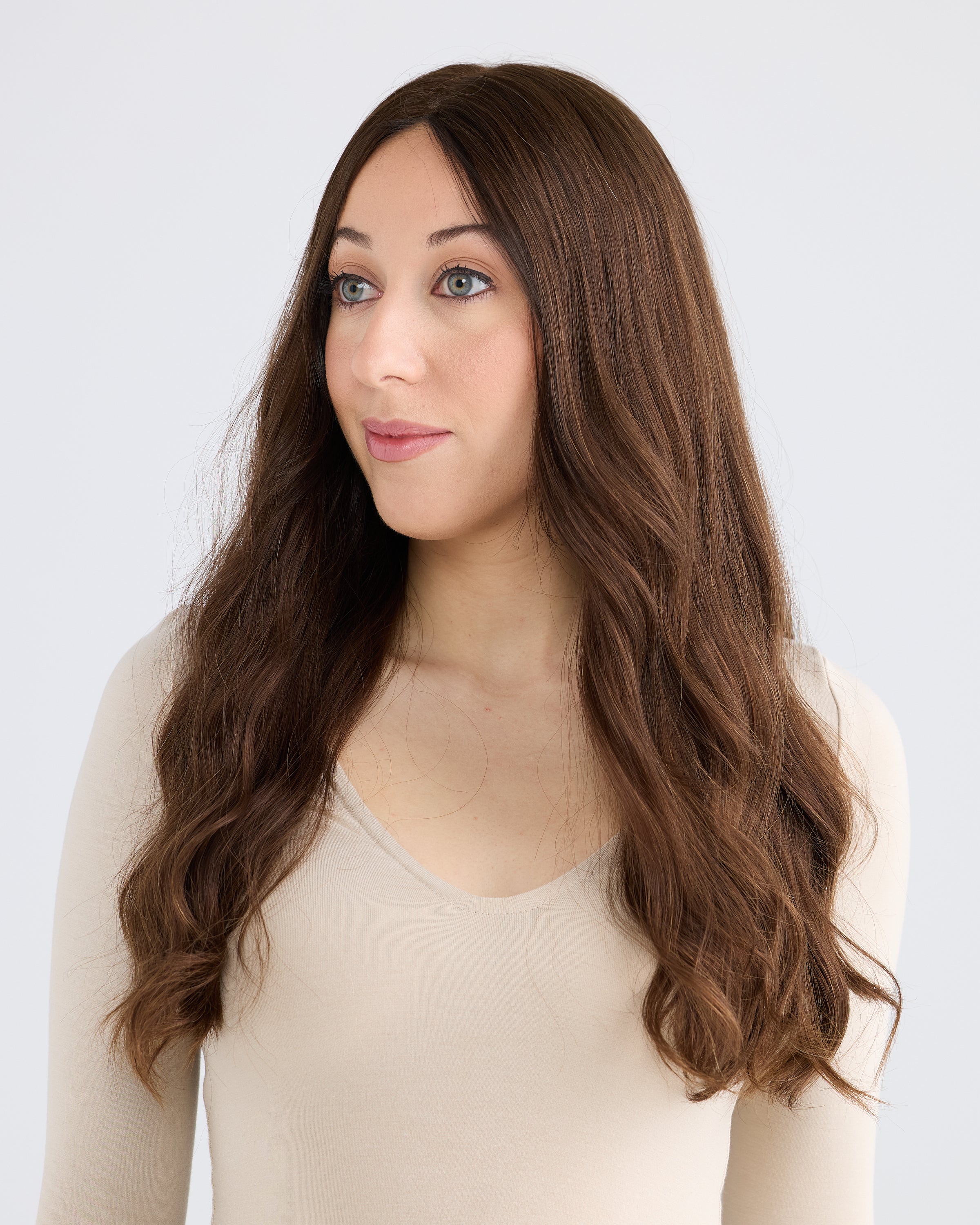 NATURAL DEEP BRUNETTE // LACE TOPPER // 24 INCHES // 8x8 CAP