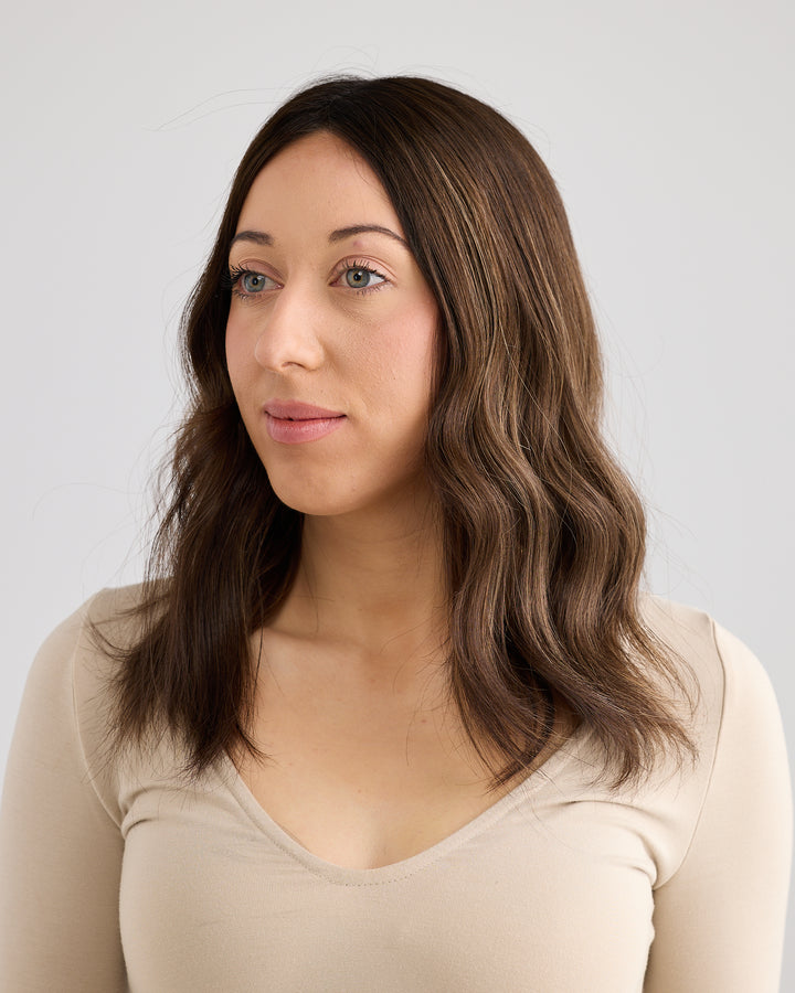 BRUNETTE GLOW // LACE TOPPER // 16 INCHES // 7x7 CAP
