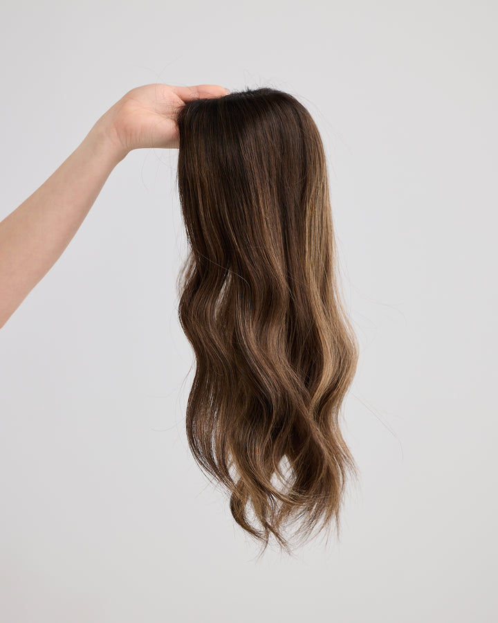 BRUNETTE GLOW // LACE TOPPER // 16 INCHES // 7x7 CAP