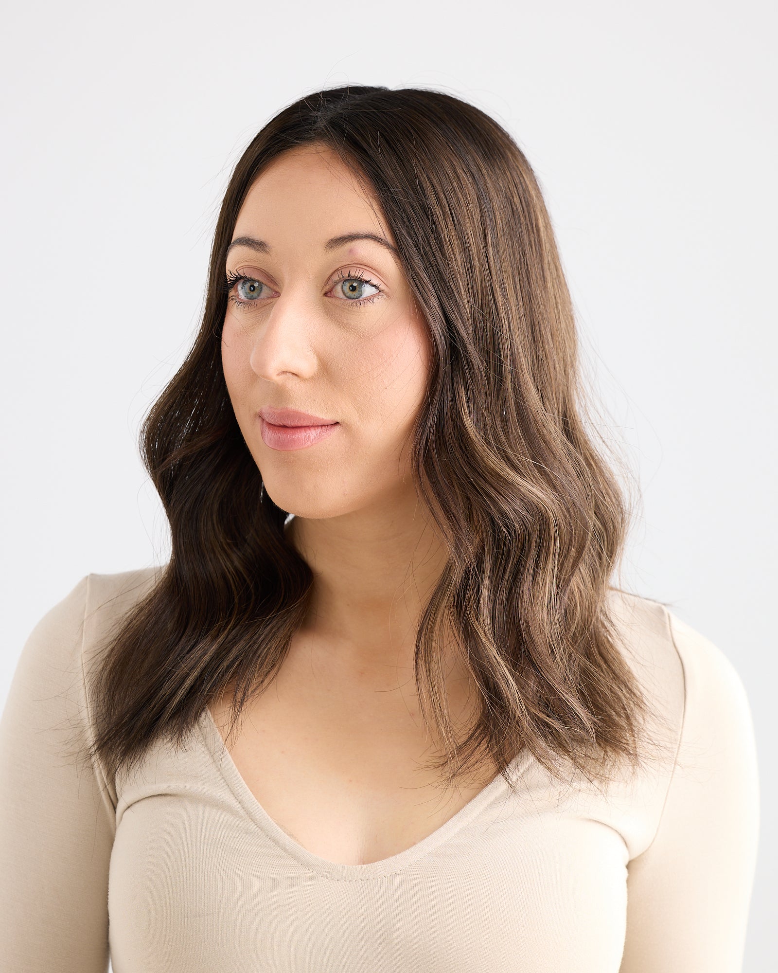 BRUNETTE GLOW // LACE TOPPER // 16 INCHES // 7x7 CAP