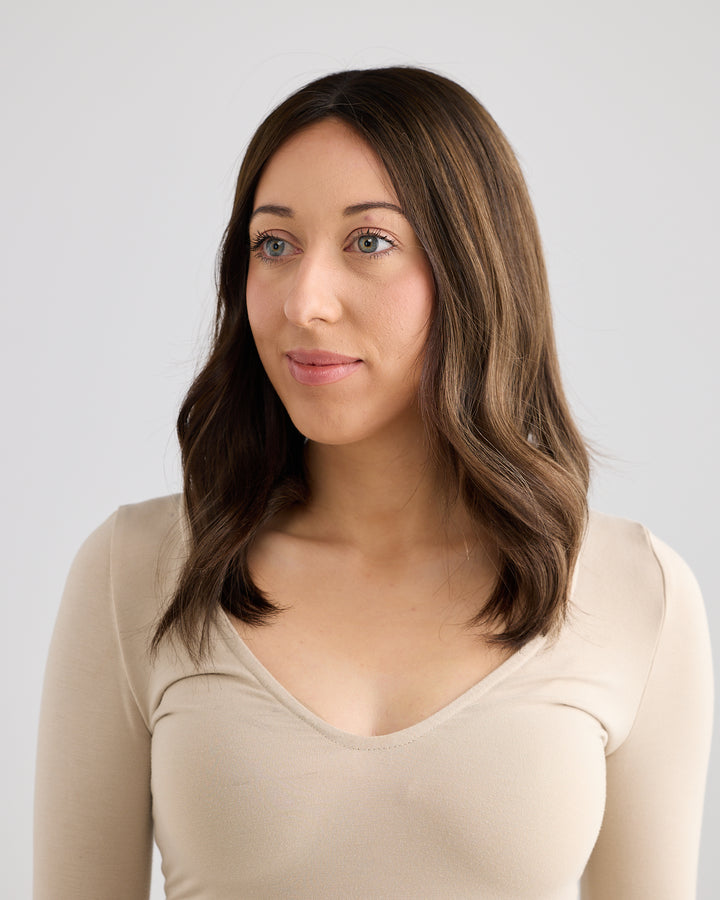 BRUNETTE GLOW // LACE TOPPER // 16 INCHES // 8x8 CAP