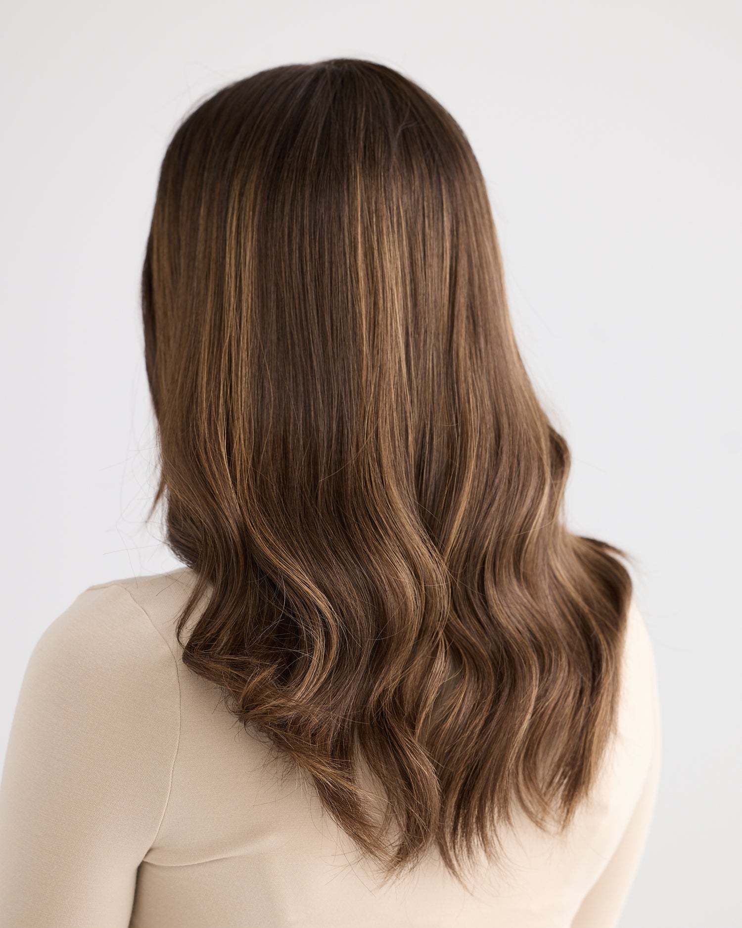 DARK HIGHLIGHTED BRUNETTE // LACE TOPPER // 18 INCHES // 8x8 CAP