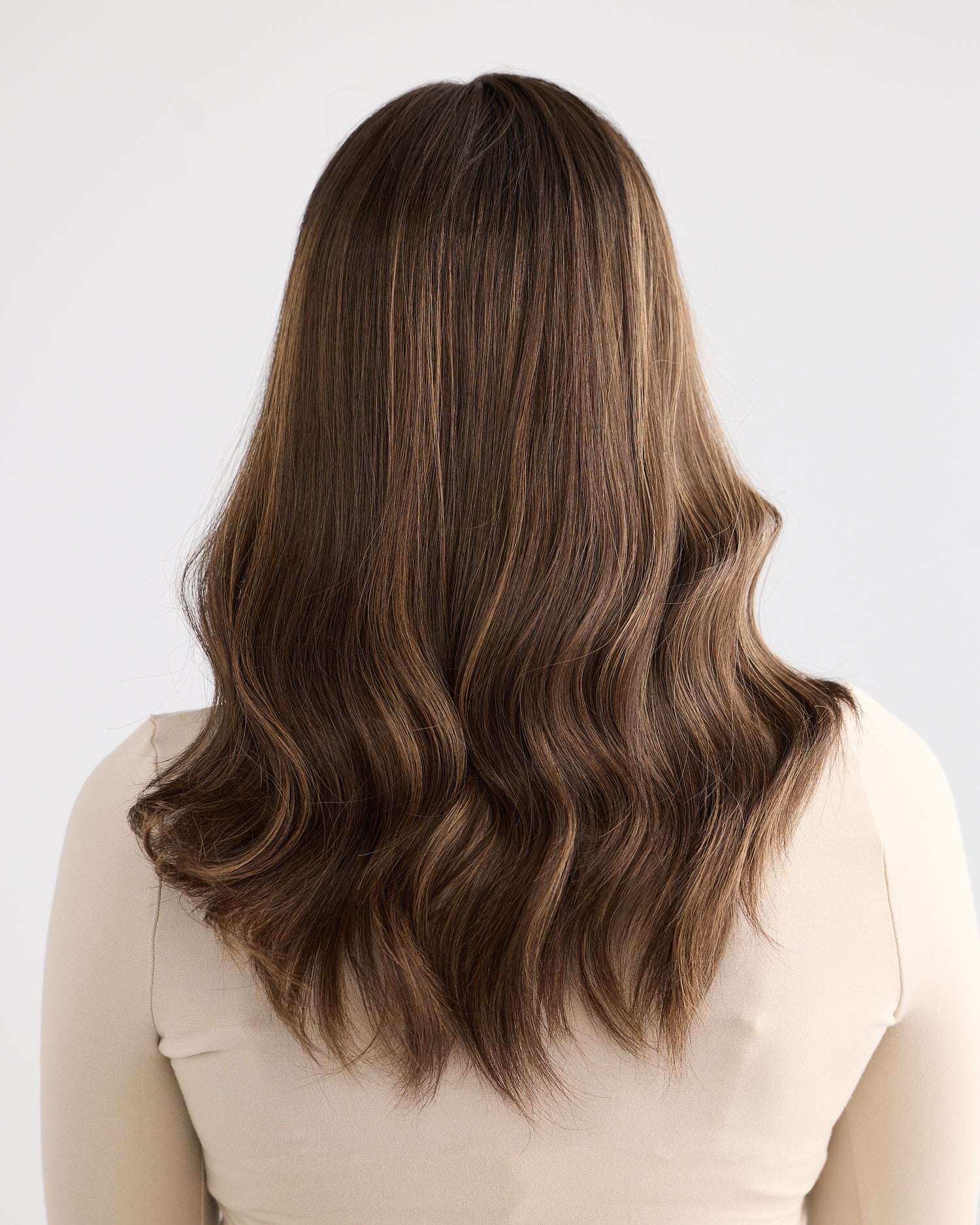 DARK HIGHLIGHTED BRUNETTE // LACE TOPPER // 18 INCHES // 8x8 CAP