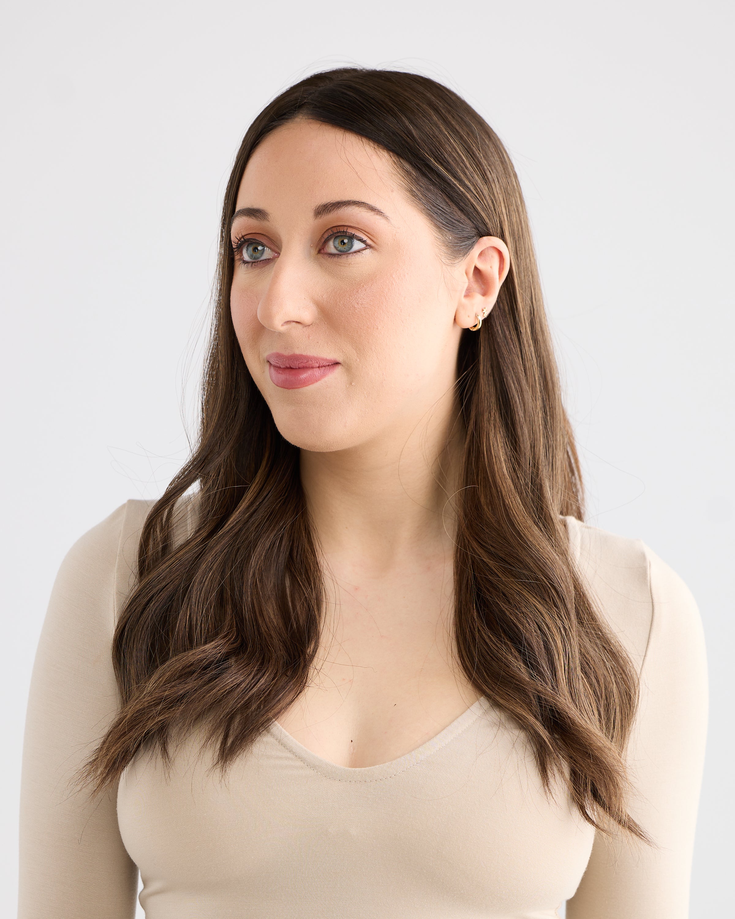 DARK HIGHLIGHTED BRUNETTE // LACE TOPPER // 20 INCHES // 8x8 CAP
