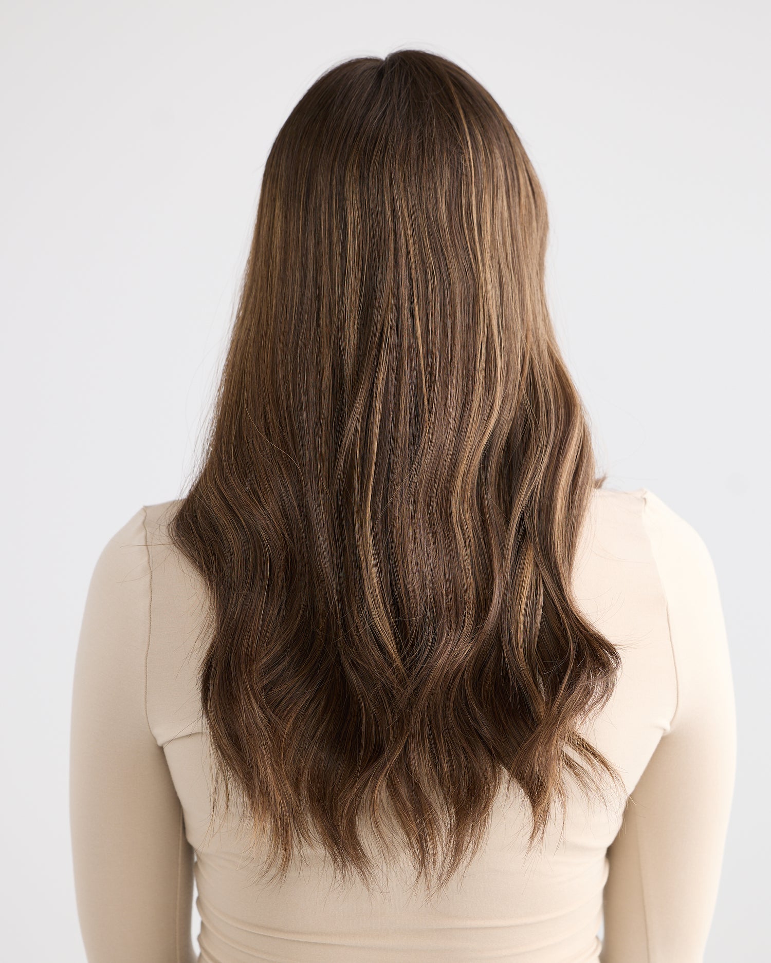 DARK HIGHLIGHTED BRUNETTE // LACE TOPPER // 20 INCHES // 8x8 CAP