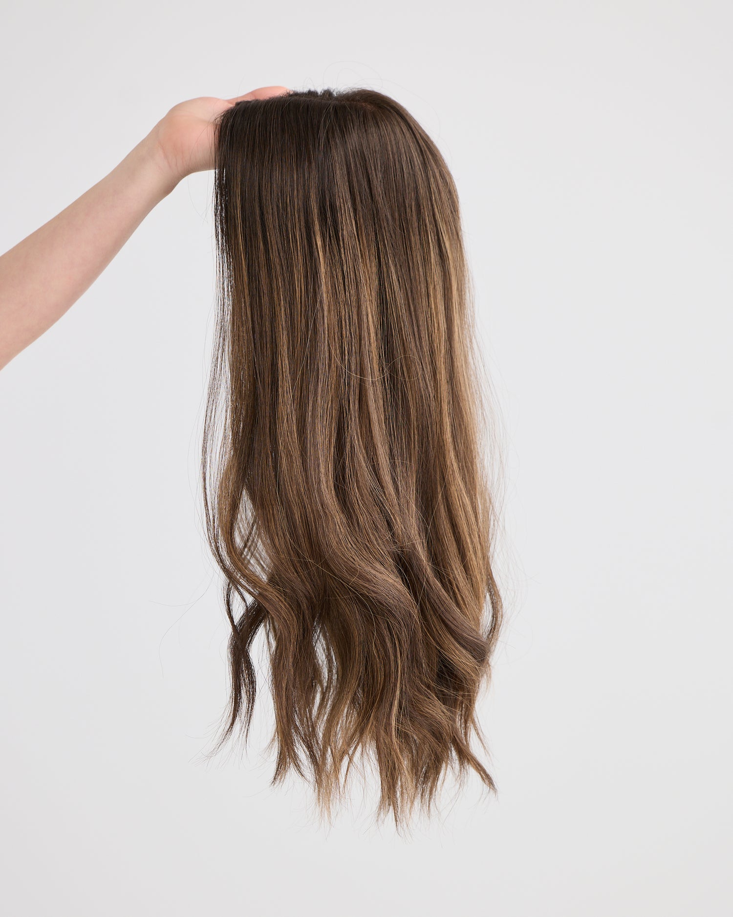 DARK HIGHLIGHTED BRUNETTE // LACE TOPPER // 20 INCHES // 8x8 CAP