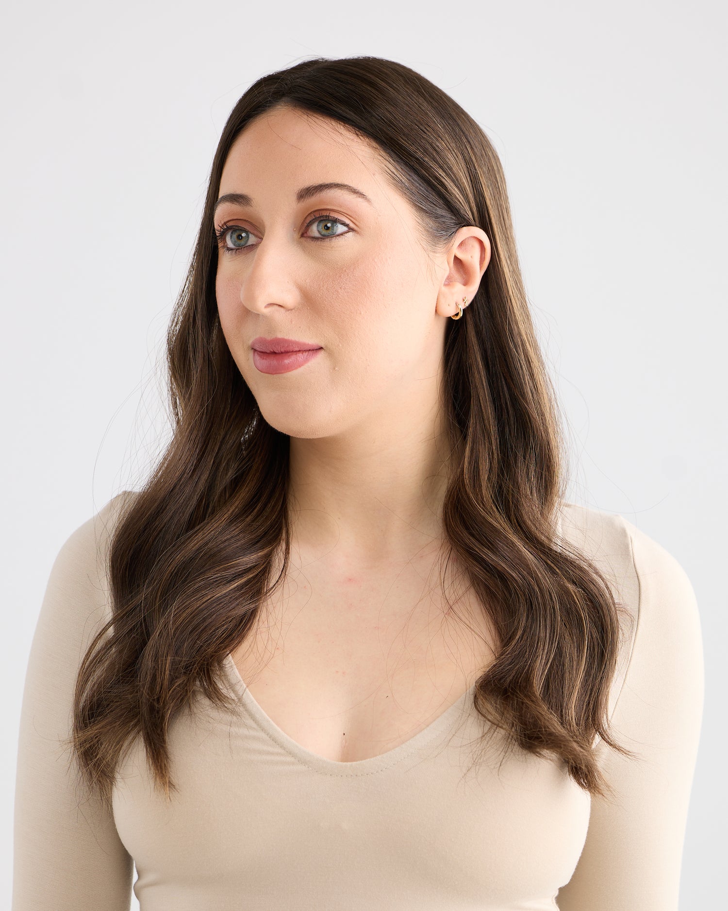 DARK HIGHLIGHTED BRUNETTE // LACE TOPPER // 20 INCHES // 8x8 CAP