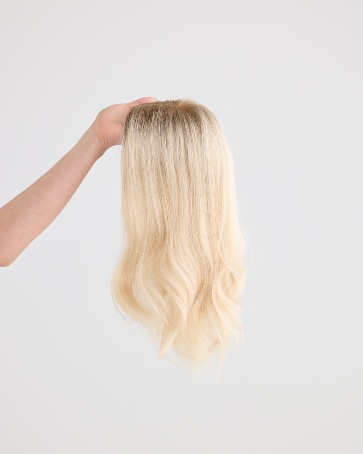 PLATINUM BLONDE // LACE TOPPER // 16 INCHES // 8x8 CAP