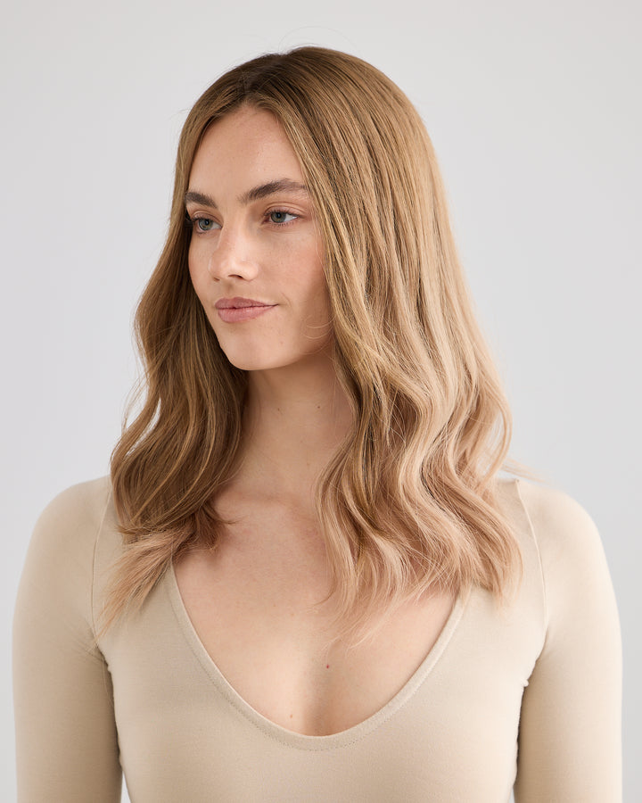 SOFT ROOTED BLONDE // LACE TOPPER // 18 INCHES // 8x8 CAP