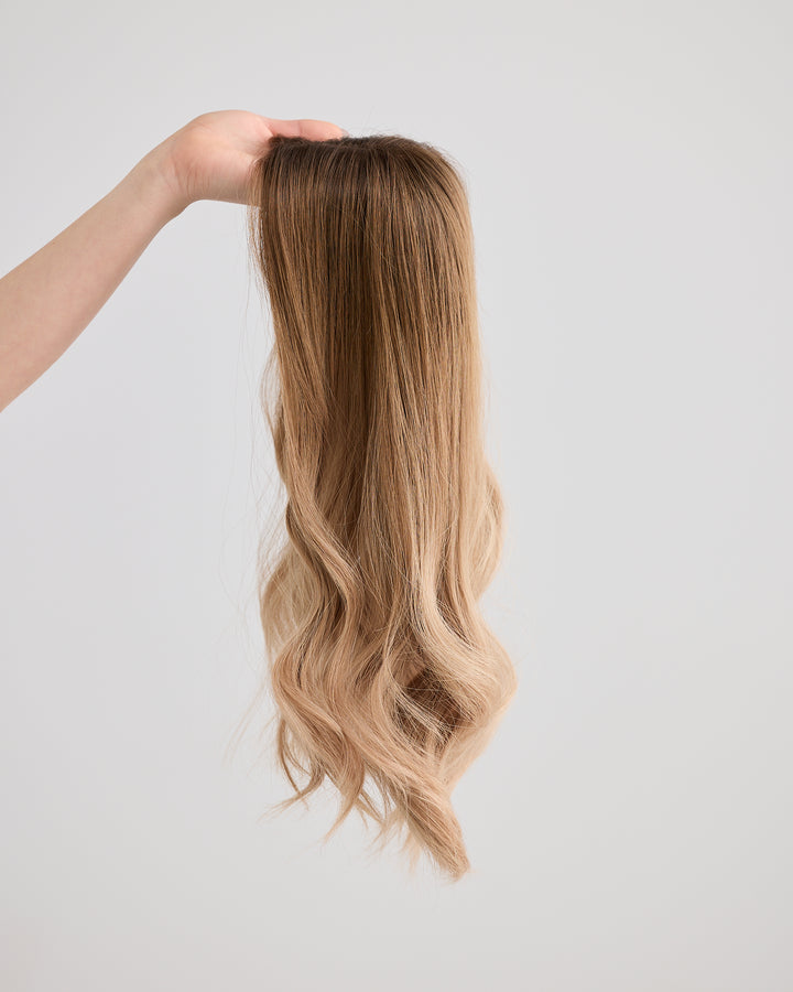 SOFT ROOTED BLONDE // LACE TOPPER // 18 INCHES // 8x8 CAP