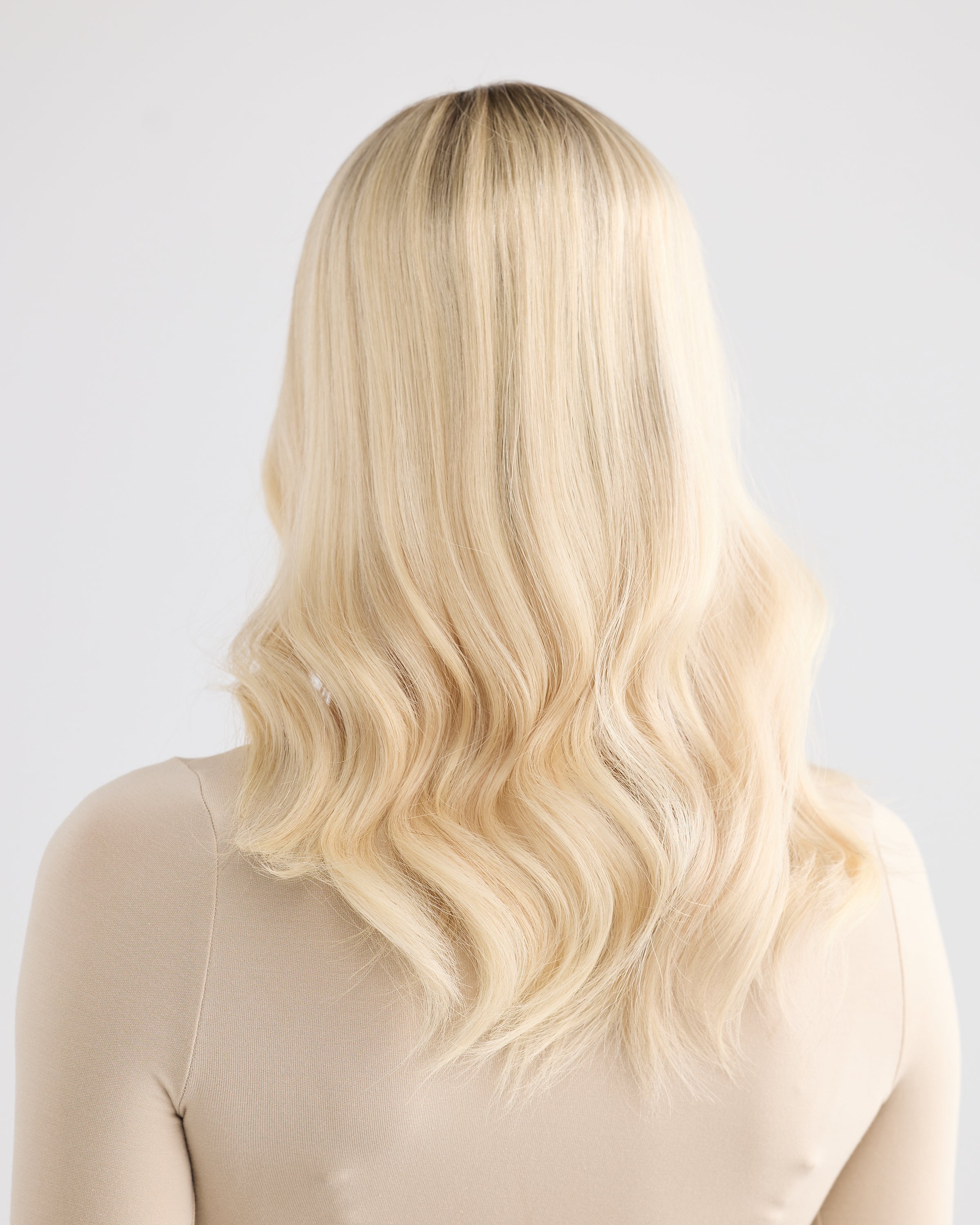 ICY ROOTED BLONDE // LACE TOPPER // 18  INCHES // 8x8 CAP