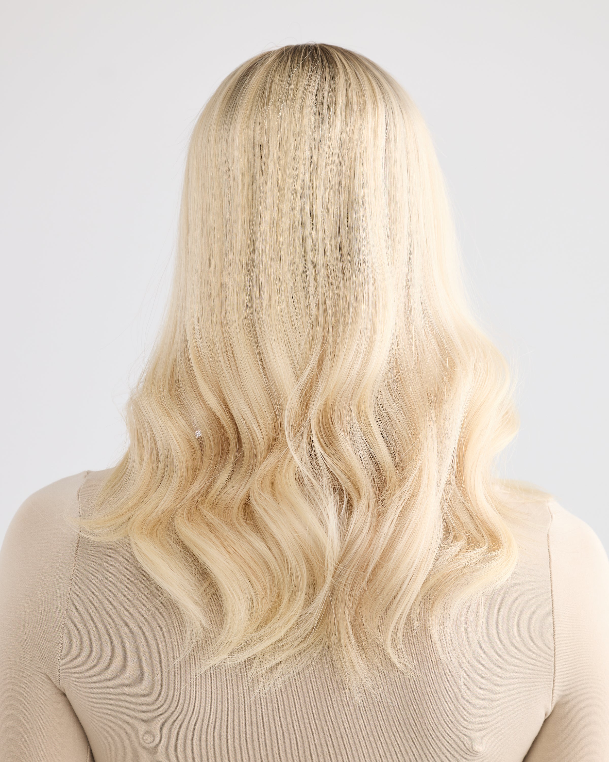 ICY ROOTED BLONDE // LACE TOPPER // 18  INCHES // 8x8 CAP