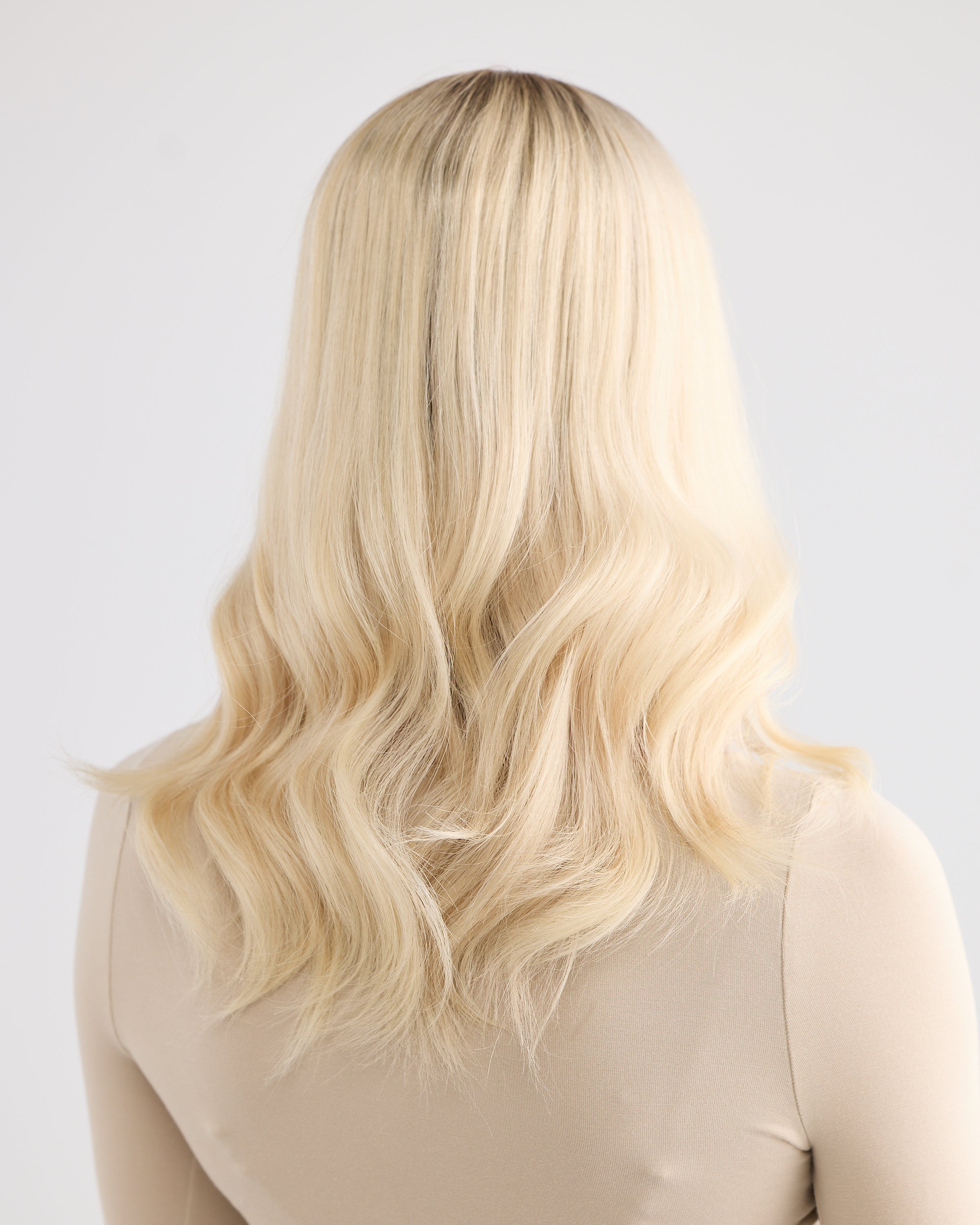 ICY ROOTED BLONDE // LACE TOPPER // 18  INCHES // 8x8 CAP
