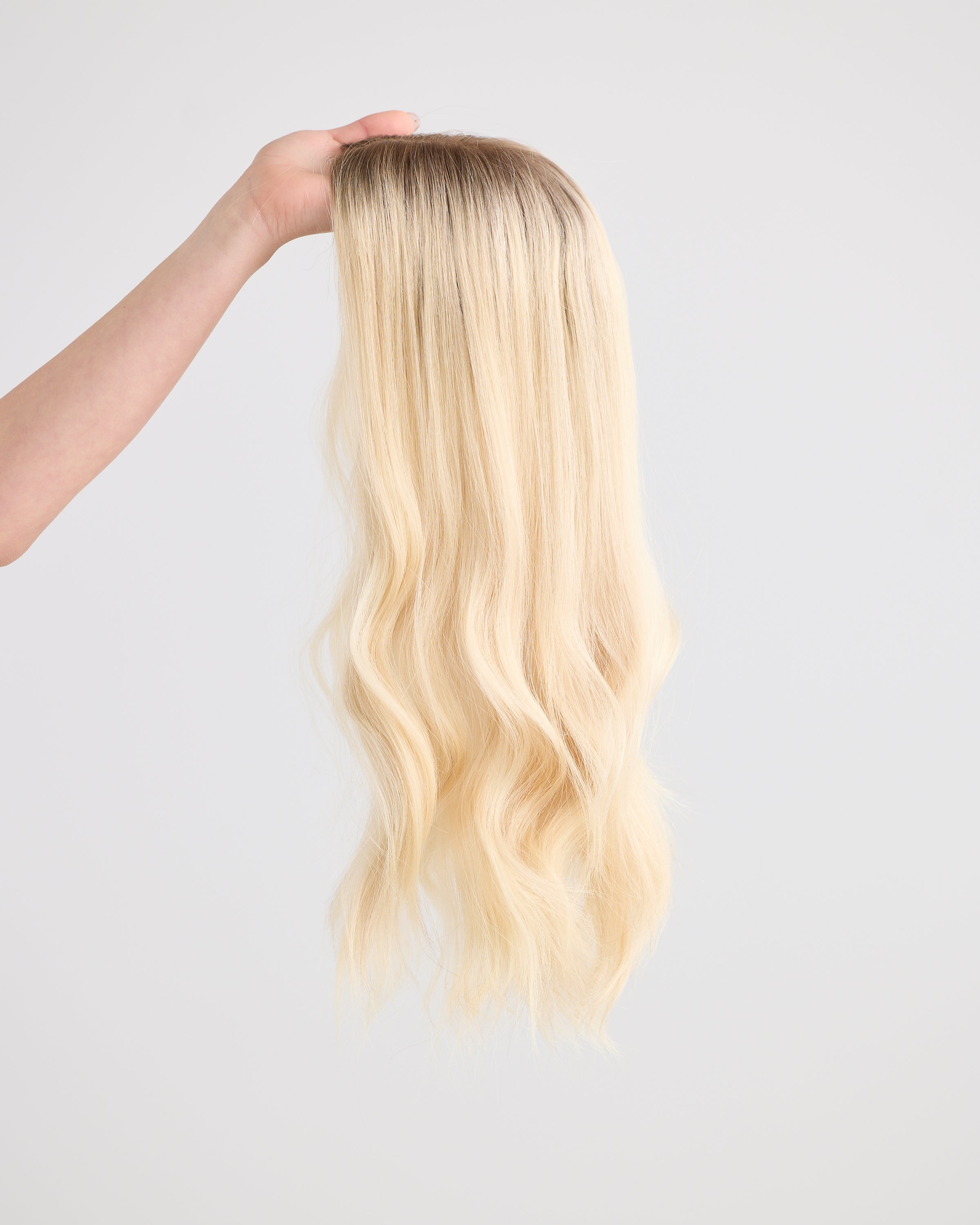 ICY ROOTED BLONDE // LACE TOPPER // 20 INCHES // 8x8 CAP