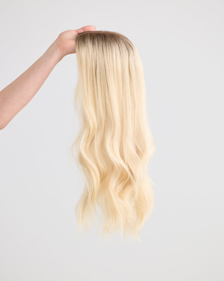 ICY ROOTED BLONDE // LACE TOPPER // 20 INCHES // 8x8 CAP