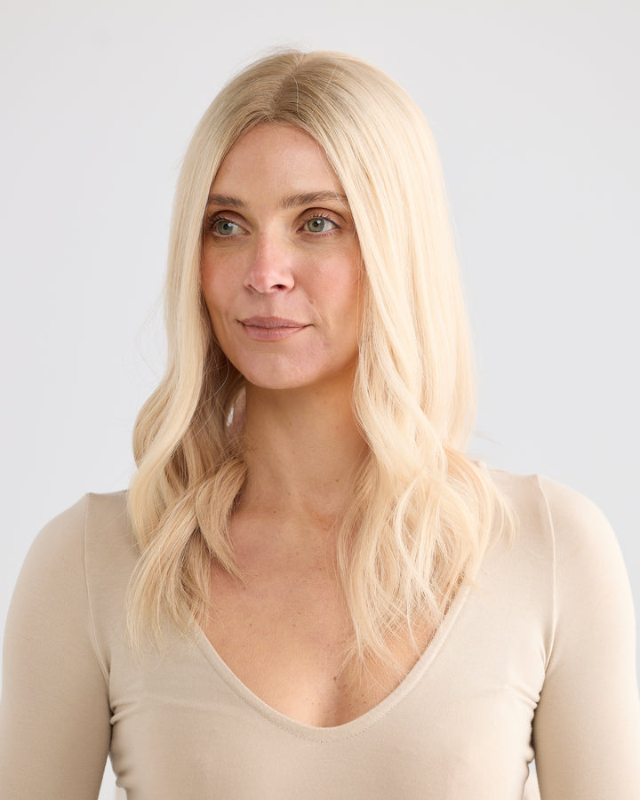 BARELY BLONDE // LACE TOPPER // 18 INCHES // 8x8 CAP