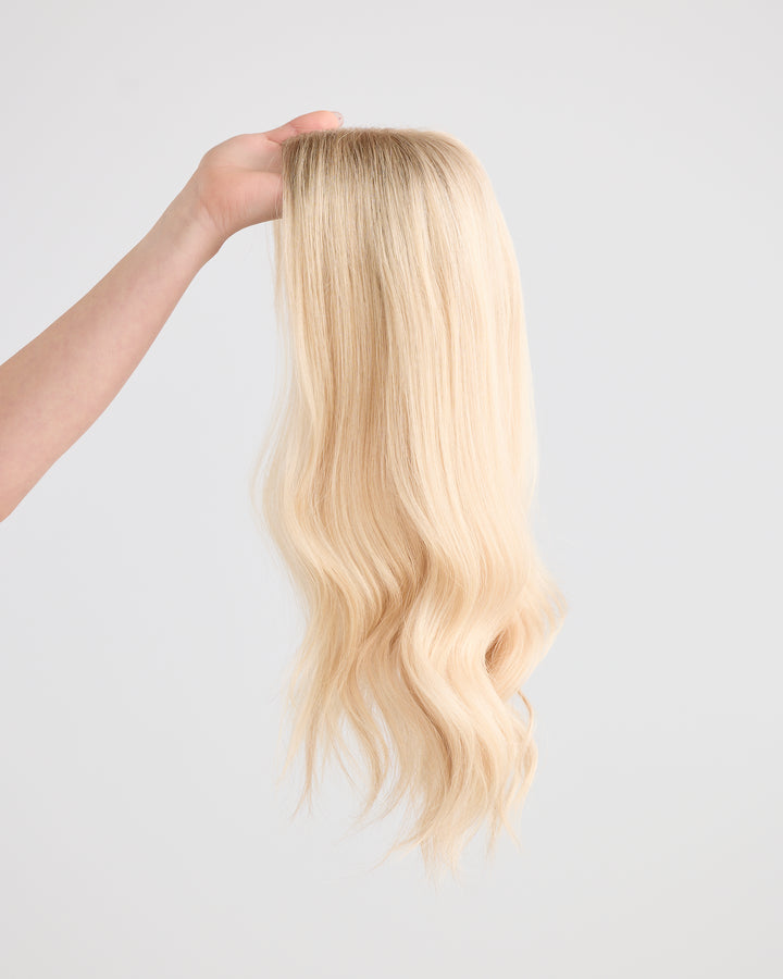 BARELY BLONDE // LACE TOPPER // 18 INCHES // 8x8 CAP